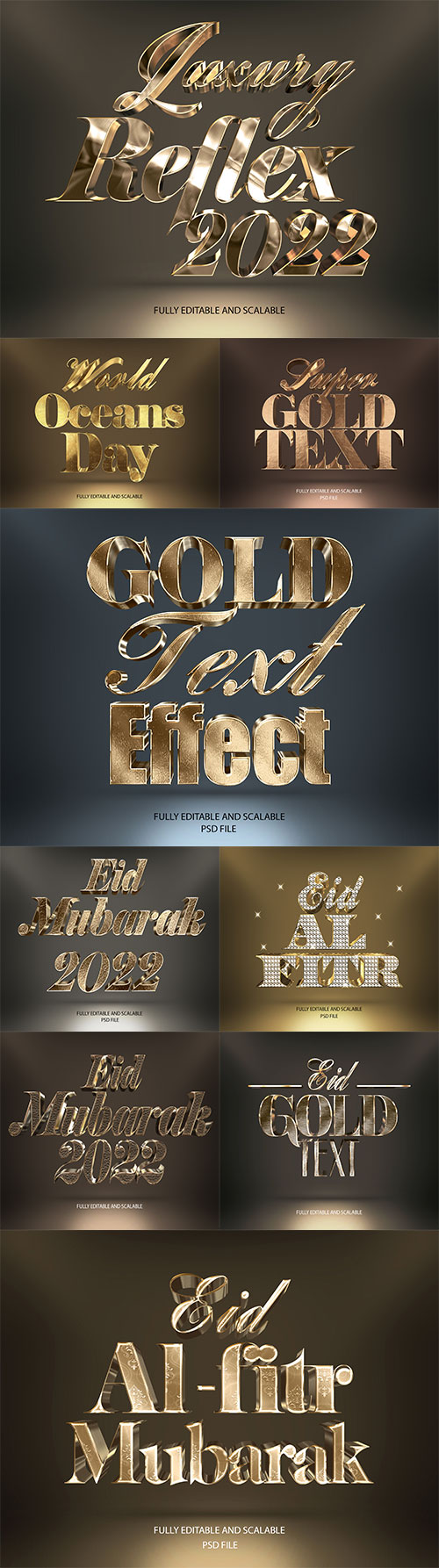 Gold Psd textual content material impression set vol 580