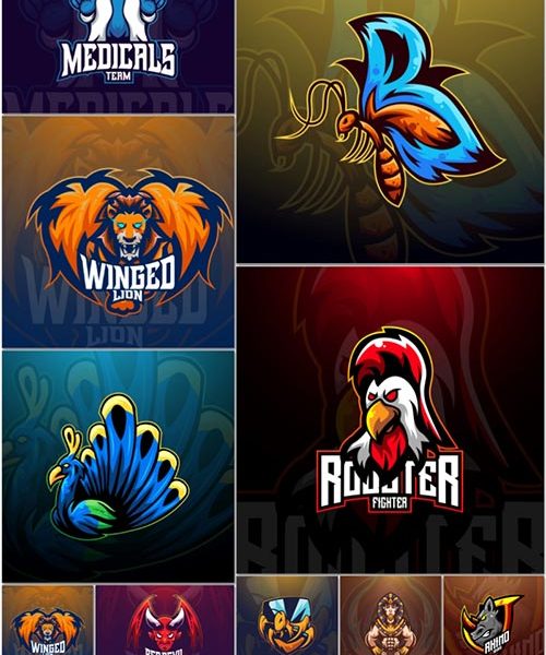 Mascot emblem design set premium vector vol 42