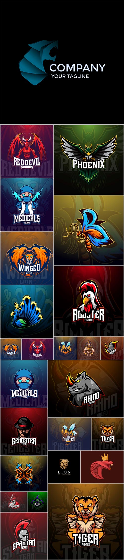 Mascot emblem design set premium vector vol 42