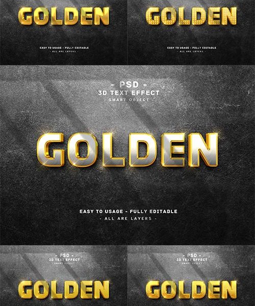 3d golden textual content material sort influence on wall premium psd