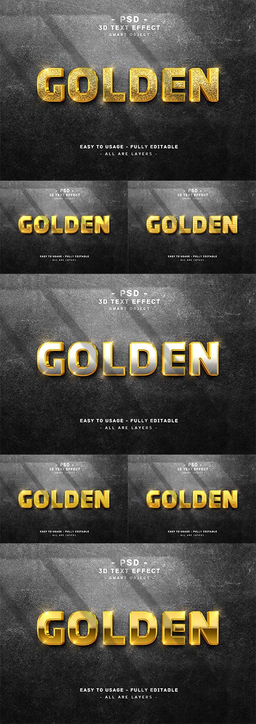 3d golden textual content material sort influence on wall premium psd