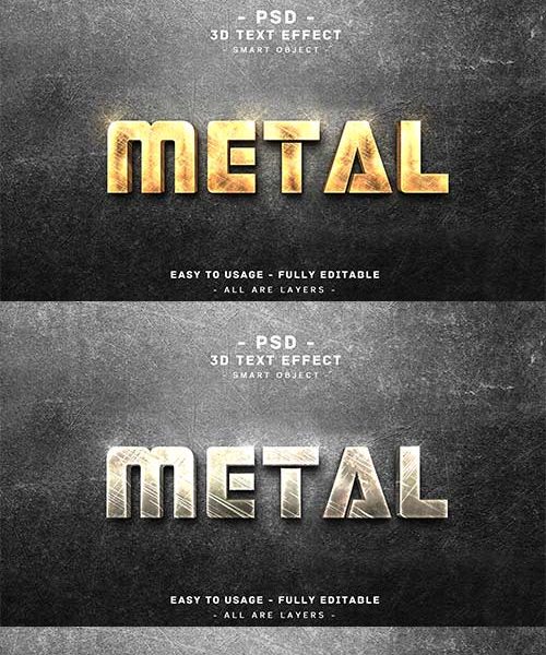 3d metal textual content material affect kind premium psd