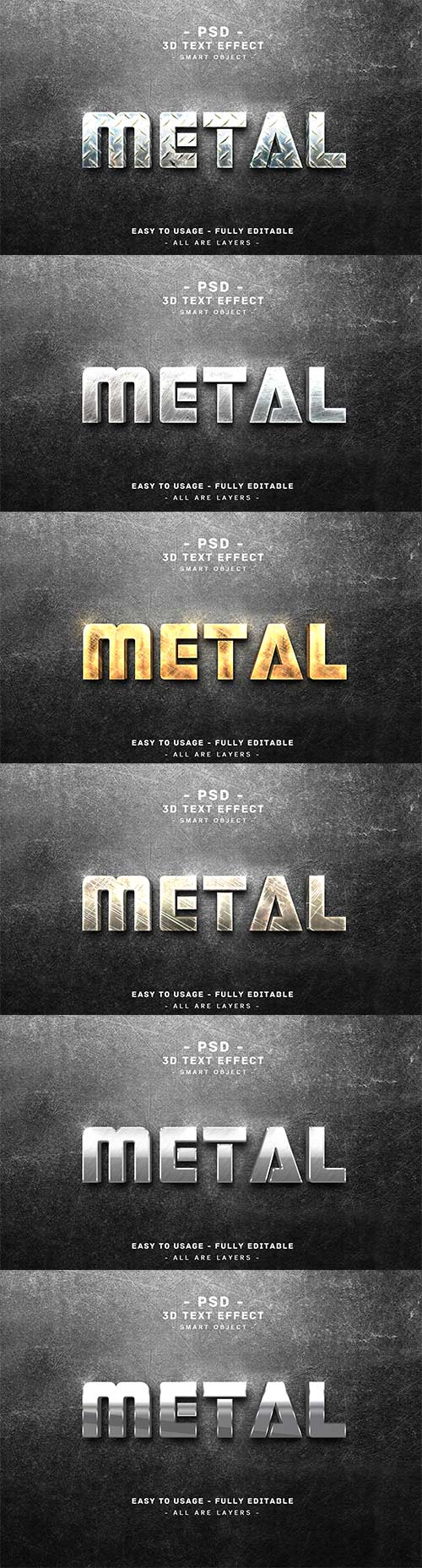 3d metal textual content material affect kind premium psd