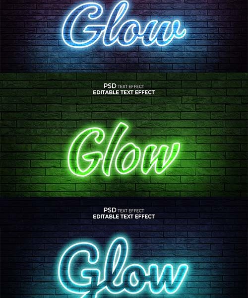 Glow textual content material impression premium psd