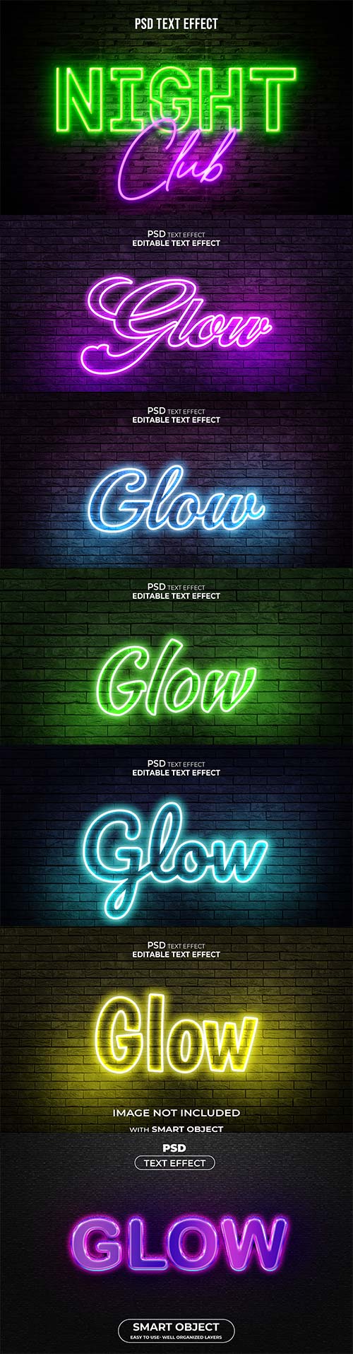 Glow textual content material impression premium psd